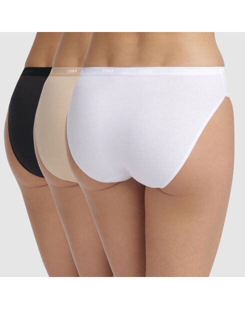 3 Culottes Les Pockets Ecodim Coton noir/beige/blanc