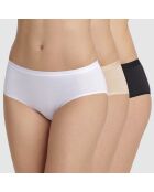 3 Boxers Les Pockets Ecodim Coton noir/beige/blanc