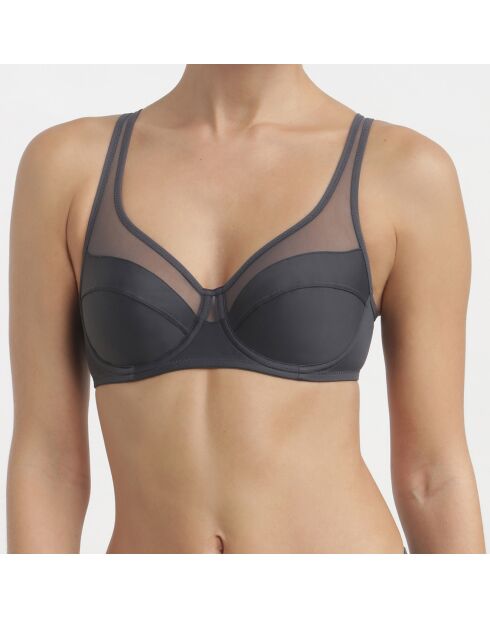 Soutien-gorge emboîtant en microfibre et tulle Generous Classic granit