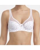 Soutien-gorge armatures microfibre et tulle motif cerise Generous Classic blanc