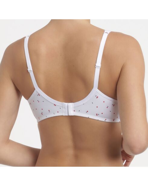 Soutien-gorge armatures microfibre et tulle motif cerise Generous Classic blanc