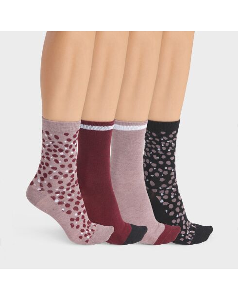 4 Paires de chaussettes Ecodim Style raisin/noir/grenat