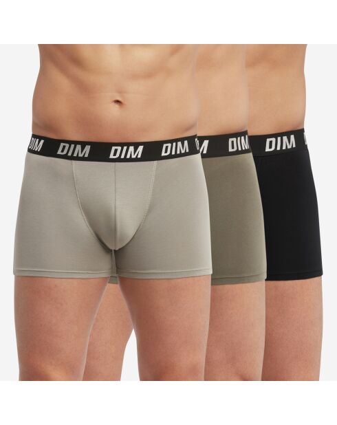 3 Boxers Regul Active noir/olive/taupe