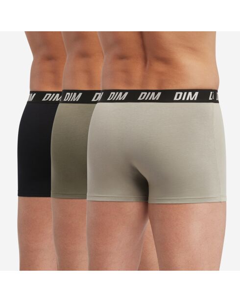 3 Boxers Regul Active noir/olive/taupe