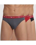 3 Slips Coton Stretch Men gris/rouge/noir