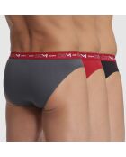 3 Slips Coton Stretch Men gris/rouge/noir