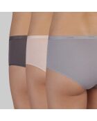 3 Boxers Les Pockets Ecodim Coton  taupe/rose/gris