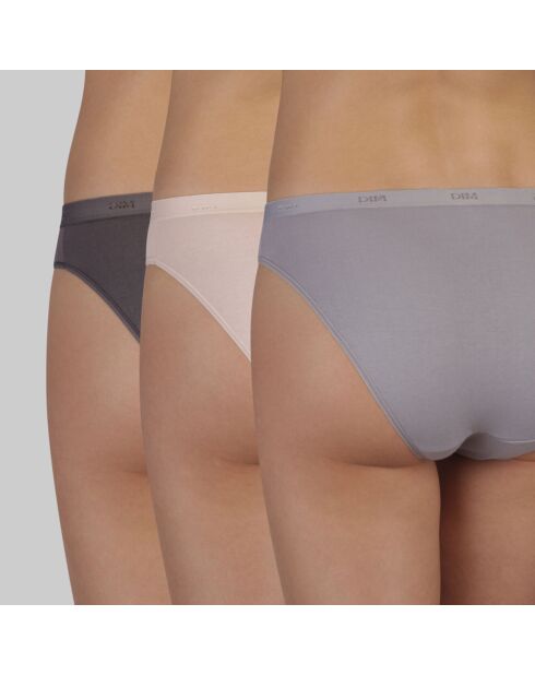 3 Culottes Les Pockets Ecodim Coton taupe/rose/gris