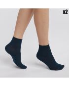 2 Paires de chaussettes Mercerized Cotton bleu marine