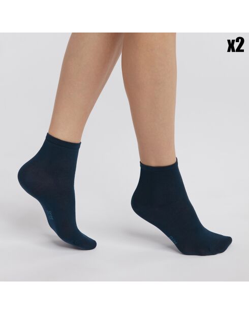 2 Paires de chaussettes Mercerized Cotton bleu marine