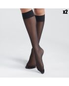 2 Paires de mi-bas Grs Good Semi-opaque noires
