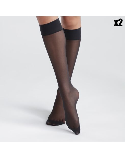 2 Paires de mi-bas Grs Good Semi-opaque noires