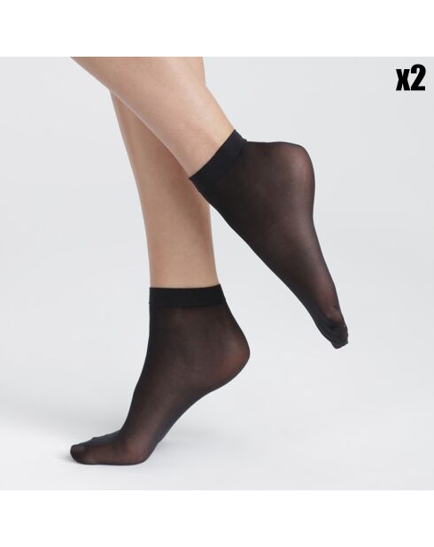 2 Paires de socquettes Grs Good Semi-opaque noires