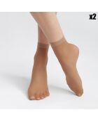 2 Paires de socquettes Grs Good Semi-opaque cannelle