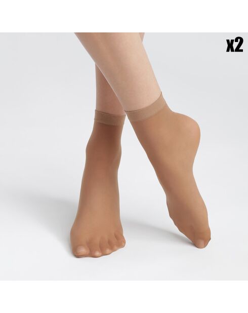 2 Paires de socquettes Grs Good Semi-opaque cannelle