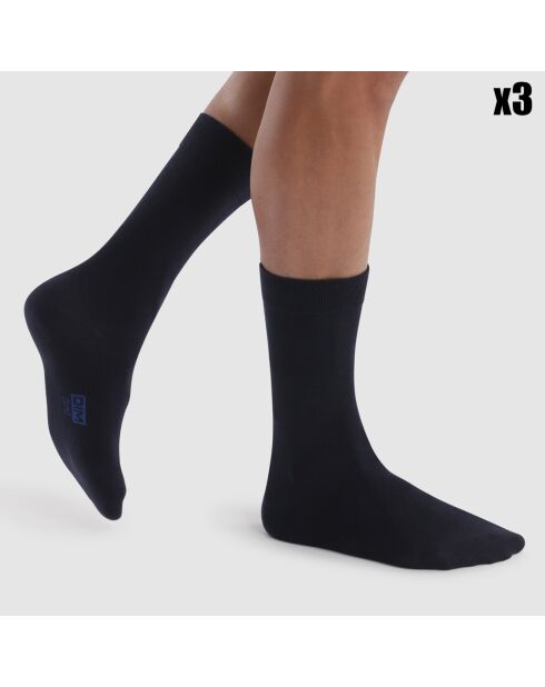 3 Paires de chaussettes Coton bleu marine