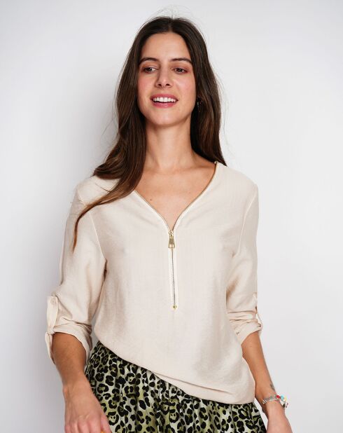 Chemise en Lin mélangé Lucie beige