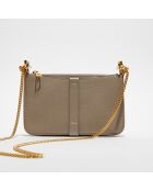 Pochette bandoulière en Cuir Marcie grise - 20x12x3 cm