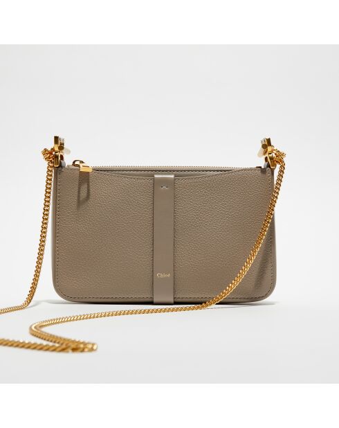Pochette bandoulière en Cuir Marcie grise - 20x12x3 cm