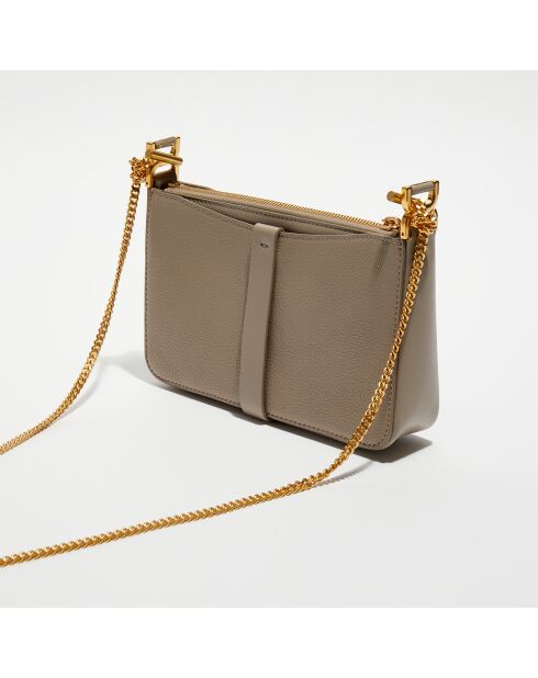 Pochette bandoulière en Cuir Marcie grise - 20x12x3 cm