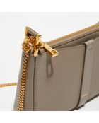 Pochette bandoulière en Cuir Marcie grise - 20x12x3 cm
