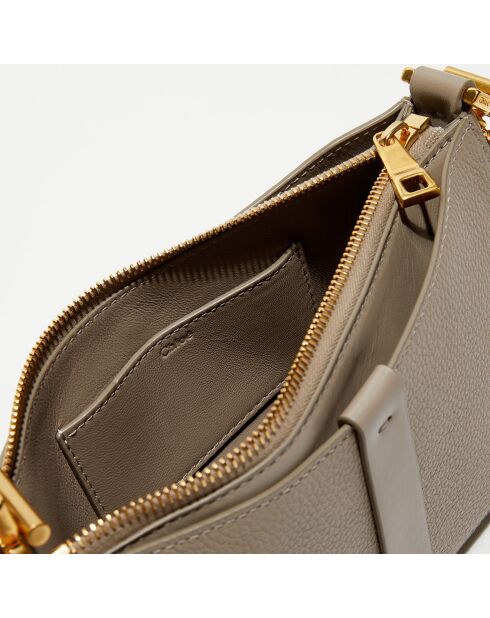 Pochette bandoulière en Cuir Marcie grise - 20x12x3 cm