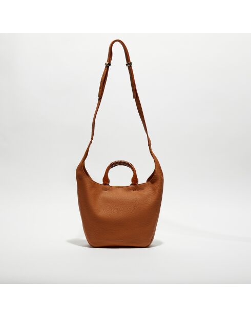 Sac cabas en Cuir Woody caramel - 45x33x13 cm