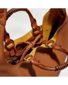 Sac cabas en Cuir Woody caramel - 45x33x13 cm