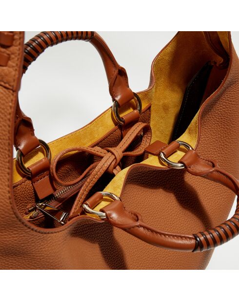 Sac cabas en Cuir Woody caramel - 45x33x13 cm