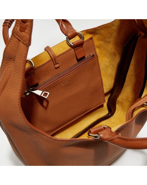 Sac cabas en Cuir Woody caramel - 45x33x13 cm