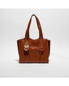 Sac cabas moyen en Cuir Mony caramel - 40x35x20 cm