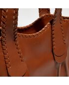 Sac cabas moyen en Cuir Mony caramel - 40x35x20 cm