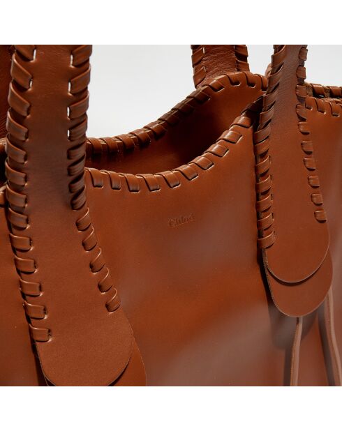 Sac cabas moyen en Cuir Mony caramel - 40x35x20 cm