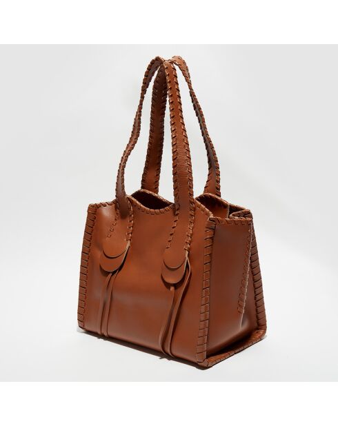 Sac cabas moyen en Cuir Mony caramel - 40x35x20 cm