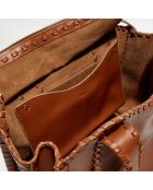 Sac cabas moyen en Cuir Mony caramel - 40x35x20 cm