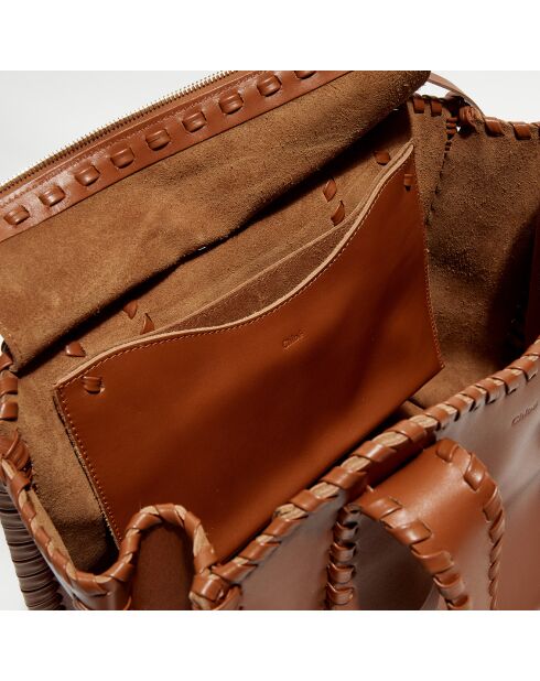 Sac cabas moyen en Cuir Mony caramel - 40x35x20 cm