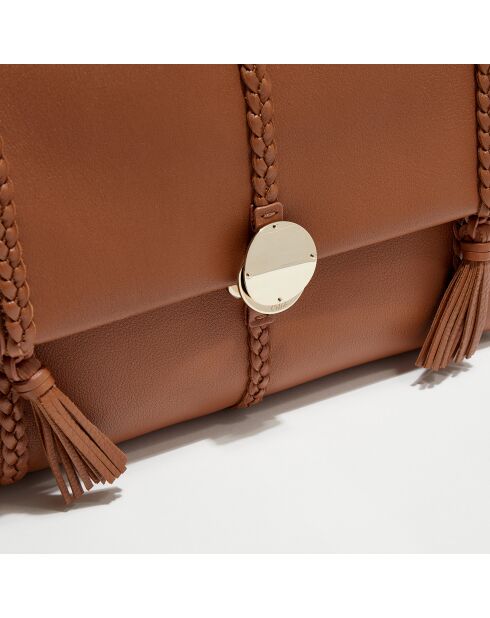 Sac porté épaule en Cuir Pénélope caramel - 35x24x13 cm