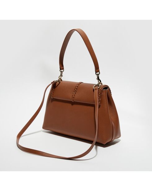 Sac porté épaule en Cuir Pénélope caramel - 35x24x13 cm