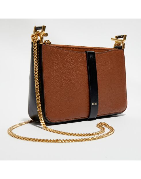 Pochette bandoulière en Cuir Tess marron - 20x12x3 cm