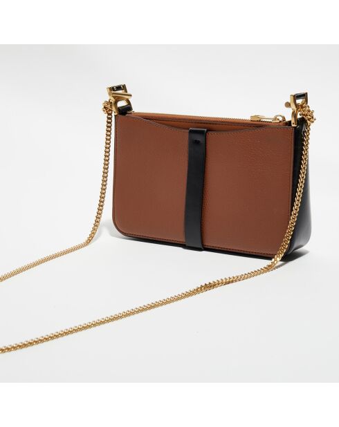 Pochette bandoulière en Cuir Tess marron - 20x12x3 cm