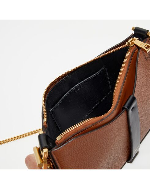 Pochette bandoulière en Cuir Tess marron - 20x12x3 cm
