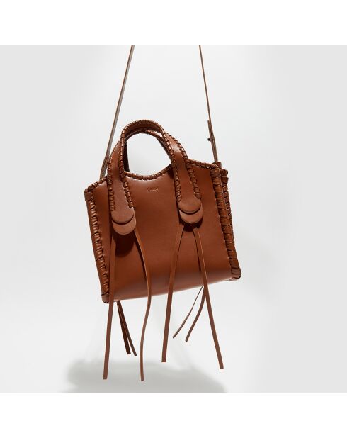 Petit sac cabas en Cuir Mony caramel - 30x25x15 cm