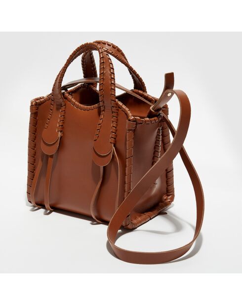 Petit sac cabas en Cuir Mony caramel - 30x25x15 cm