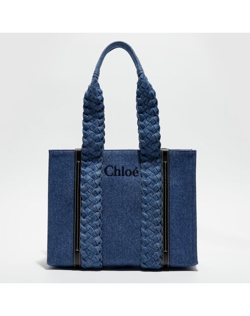 Moyen tote bag en Denim Woody denim - 37x28x12 cm