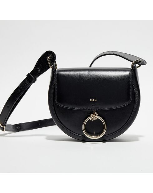 Sac bandoulière en Cuir Tess noir - 26x18x8 cm