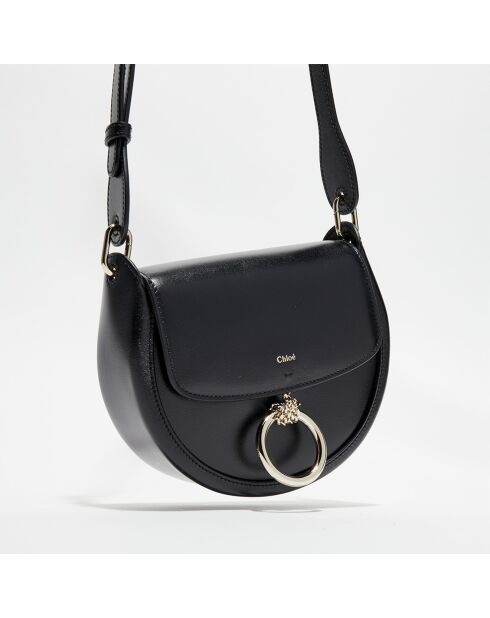 Sac bandoulière en Cuir Tess noir - 26x18x8 cm