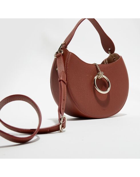 Sac porté épaule en Cuir Arlène marron - 25x20x9 cm