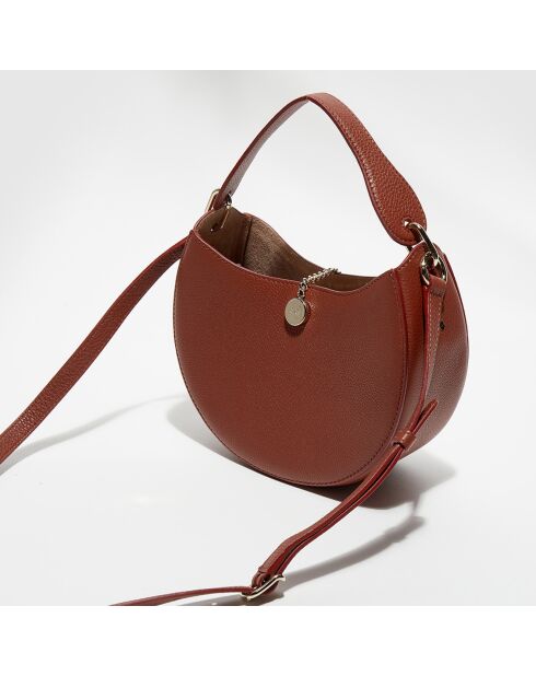 Sac porté épaule en Cuir Arlène marron - 25x20x9 cm
