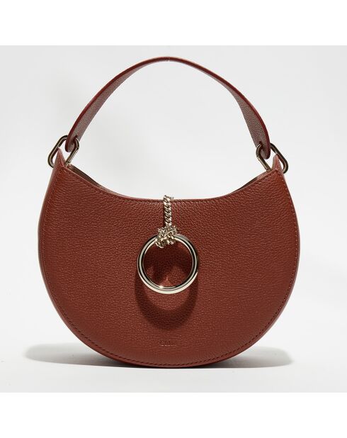 Sac porté épaule en Cuir Arlène marron - 25x20x9 cm