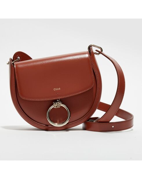 Sac bandoulière en Cuir Tess marron - 26x18x8 cm